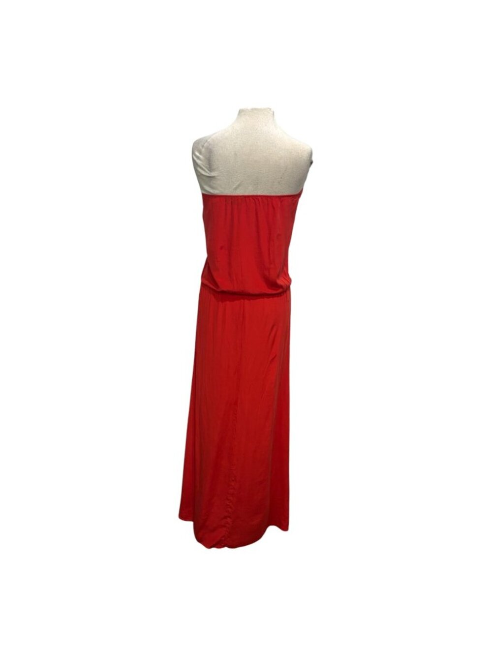 Karina Grimaldi 100% Silk Strapless Maxi Dress Red Ruffle Side Slit Size M USA - Picture 6 of 10